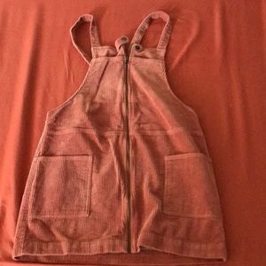 Forever21 Coral Corduroy Skirt Overalls